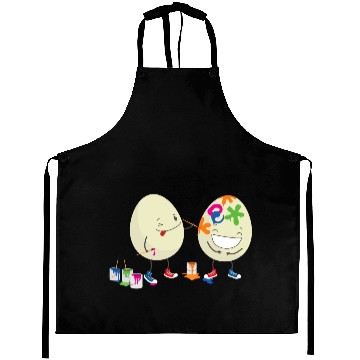 Discover Happy Easter eggs decorating each other Aprons