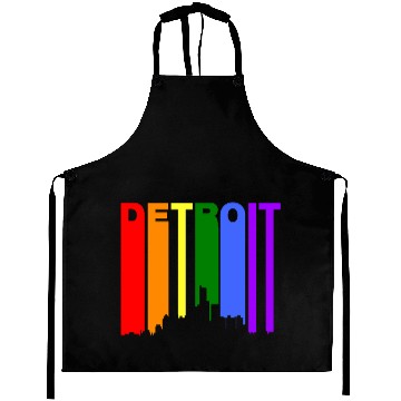 Discover Detroit Michigan Gay Pride Rainbow Skyline Aprons