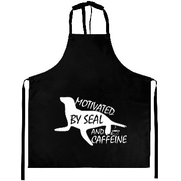 Discover Motivated By Seal And Caffeine Aprons