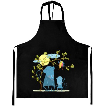 Discover Monkey with child and bird Aprons