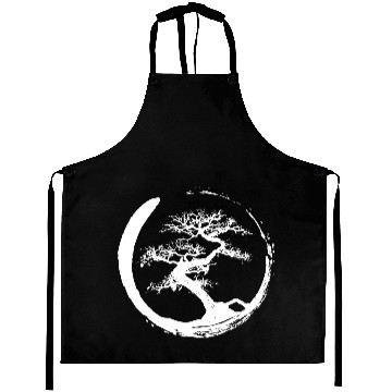 Discover Zen Bonsai Tree in Enso Circle (white) Aprons