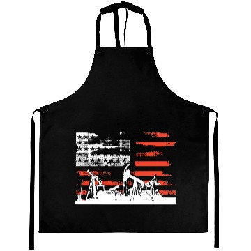 Discover Oilfield Patriotic Flag With Oil Pumping Rig ameri Aprons