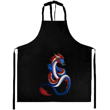 Discover RED AND BLUE CHINESE DRAGON Aprons