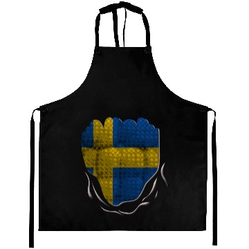 Discover Funny Sweden Flag Ripped Abs Muscles Aprons