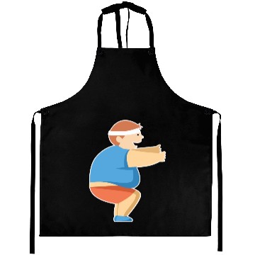 Discover squat exercise fat happy guy gift idea Aprons