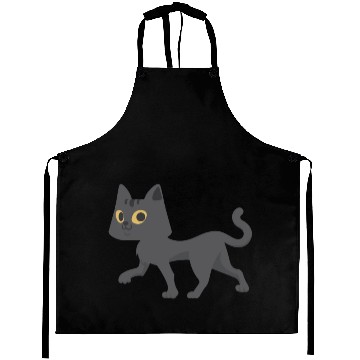 Discover Smiling Grey Cat Walking Aprons