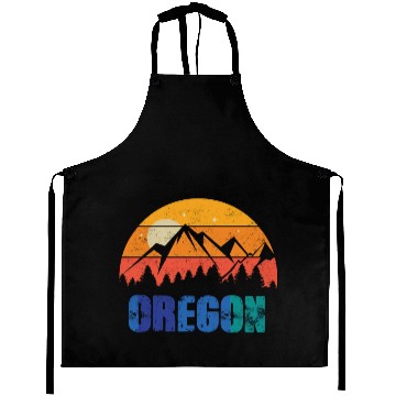 Discover Retro Vintage Oregon With Mountain And Forest Aprons