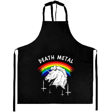 Discover Death Metal Rainbow Unicorn Aprons