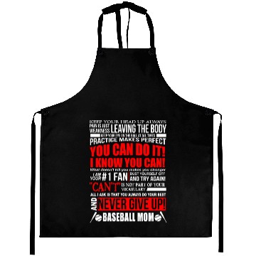 Discover BASEBALL MOM NEVER GIVE UP Aprons