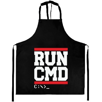 Discover Logo - funny software programmer coder - run cmd Aprons