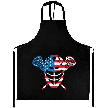 Discover Lacrosse Helmet and Sticks American Flag Aprons