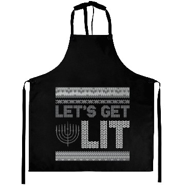 Discover Funny Hanukkah - Let's Get Lit Menorah - Humor Aprons