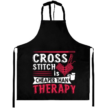 Discover Cross Stitch Is Cheaper Than Therapy Aprons