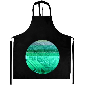 Discover circuit board glitch circle green Aprons