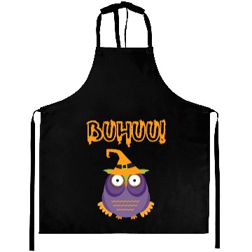 Discover Halloween owl buhuu orange Aprons