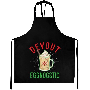 Discover Devout Eggnostic Funny Eggnog Design for Egg Nog Lovers Aprons