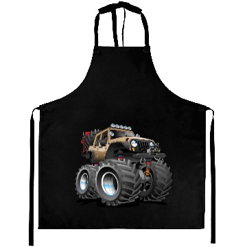Discover Off road 4x4 desert tan jeeper cartoon Aprons