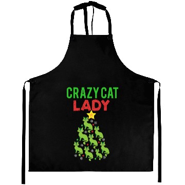 Discover Funny Christmas Gift Crazy Cat Lady Aprons
