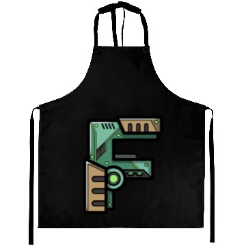 Discover Initial letter character gift idea robot present F Aprons