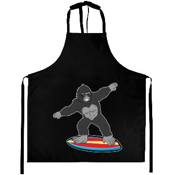 Discover Gorilla Mokey Ape Surfing Surf Gift & Present Aprons