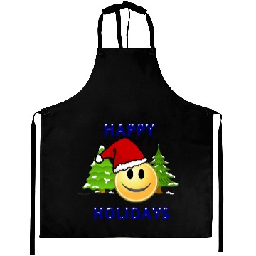 Discover Happy Holidays Smiley Face Aprons