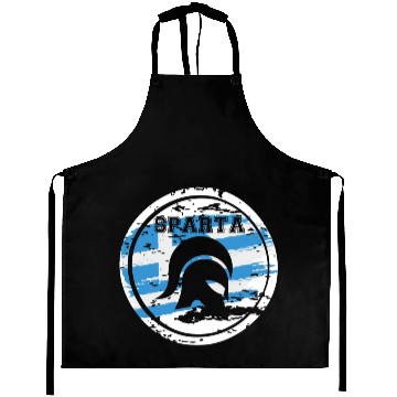 Discover Sparta on Round with Greece Flag Background Aprons