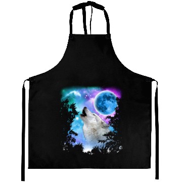 Discover Grey Wolf MidNight Howling Forest Aprons