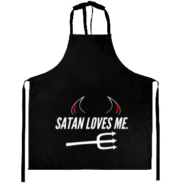 Discover Satan loves me I devil funny dark humor gift idea Aprons