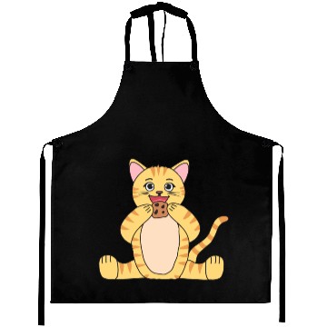 Discover Cat Comic Fantasy Cokkies eating kitten kids Aprons