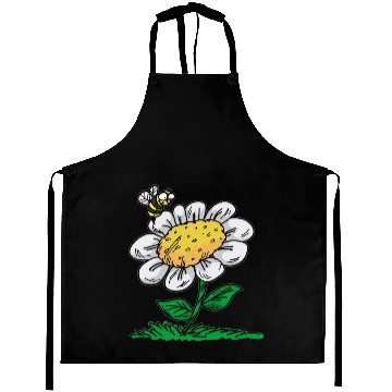 Discover COMMON DAISY FLOWER Bee Cartoon Comic Aprons