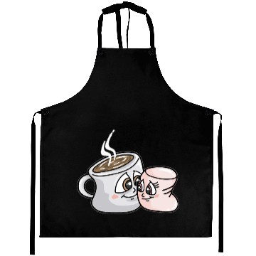 Discover HOT CHOCOLATE AND MARSHMALLOW Love funny comic Aprons