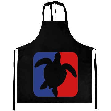 Discover red blue square button sea turtle silhouette outli Aprons