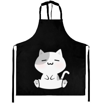 Discover Relaxed White Cat Cartoon Aprons