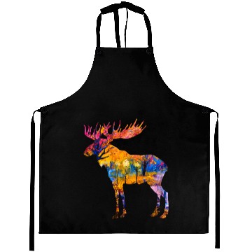 Discover Colorful Canadian Moose Aprons Abstract Paint Wild