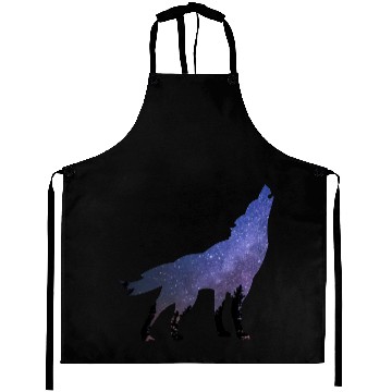 Discover Wolf wolves galaxy howl Aprons