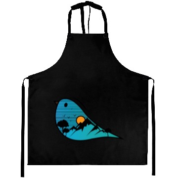 Discover Blue Bird Nature Cartoon Aprons