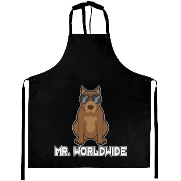 Discover Mr. Worldwide Funny Pitbull Dog Lover Gift Aprons