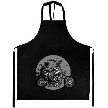 Discover Death Motorcycle Death Grim Reaper Crow Gift Idea Aprons
