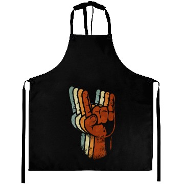 Discover Devil horns Sign Retro Metal Fork Rock Hand Aprons