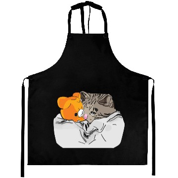 Discover Sad Kitten Cat Crying bed with Teddy Meme Aprons