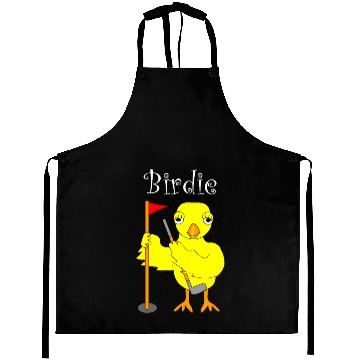 Discover Birdie Golfing Chick White Text Aprons