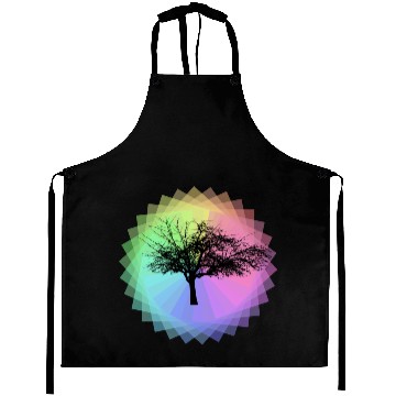 Discover rainbow tree silhouette colorful - present idea Aprons