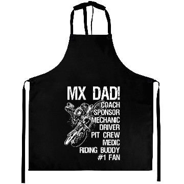 Discover MX dad coach sponsor mechanic driver pit crew medi Aprons
