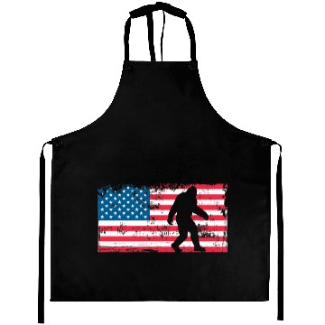 Discover Retro Bigfoot US Flag Aprons
