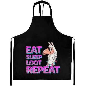 Discover cool Llama eat sleep loot Aprons