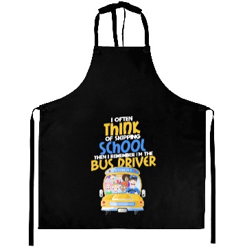 Discover Funny Bus driver school bus Aprons