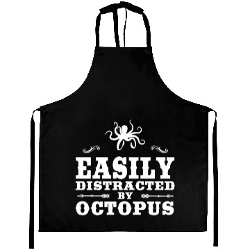 Discover Easily Distracted By Octopus Funny Octopus Design Aprons
