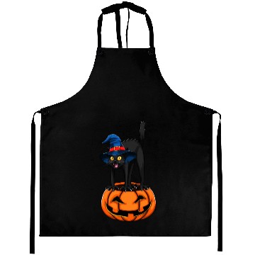 Discover Witch Black Cat Funny Halloween Horror Scary Aprons