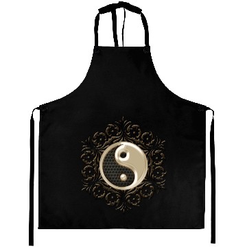 Discover The sign ying and yang with flowers Aprons