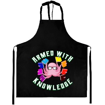 Discover Armed With Knowledge - Funny Reading Octopus Book Aprons